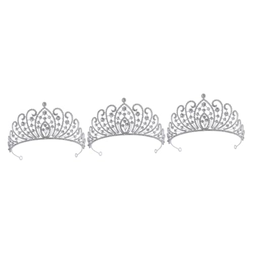 VICASKY 3 Stück Barockstil Braut Krone Silberweiß mit Strass Hochzeit Tiara Haarschmuck Diadem für Braut Party Festliche Anlässe Komfortabel und Langlebig von VICASKY
