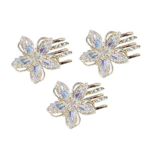 VICASKY 3 Stück Blume Haarspange Haarnadel Haar haarstecker haarpin Haarspangen frauen Hohlklammern Mini perlen haarspangen für damen Haarklammer Haarspange Schmuck Strass Golden von VICASKY