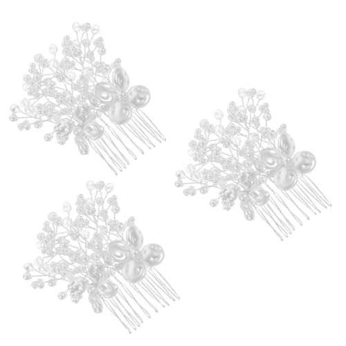 VICASKY 3 Stück Braut Haarkamm Silber mit Perlen und Strass Funkelnder Hochzeits Haarschmuck für Damen Hautfreundlich Langlebig Sicher Haltend Eleganter Haarreif für Braut und von VICASKY