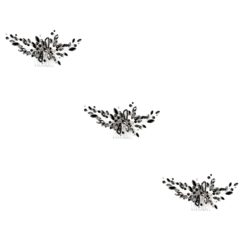 VICASKY 3 Stück Braut Haarkamm mit Schwarzen Kristallen Eleganter Handgefertigter Hochzeit Haarschmuck Stabiler Braut Kopfschmuck für Frauen und Mädchen Geeignet für Hochzeiten und von VICASKY