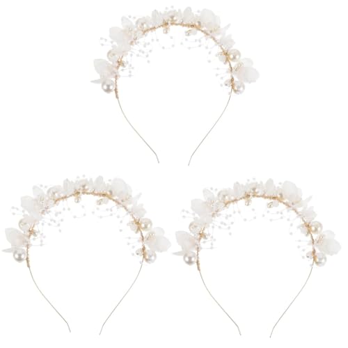 VICASKY 3 Stück Braut Hochzeits Haarreif Perlen Blüten Haarschmuck Damen und Mädchen Handgefertigt Kopfschmuck Accessoire Für Festliche Anlässe von VICASKY