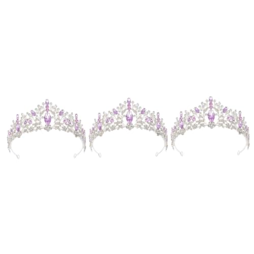 VICASKY 3 Stück Braut Tiara Stirnband mit Funkelnden Strasssteinen Barock Prinzessin Kopfschmuck aus Langlebigem Bequem und Hautfreundlich Geeignet für Hochzeit Geburtstag Party von VICASKY