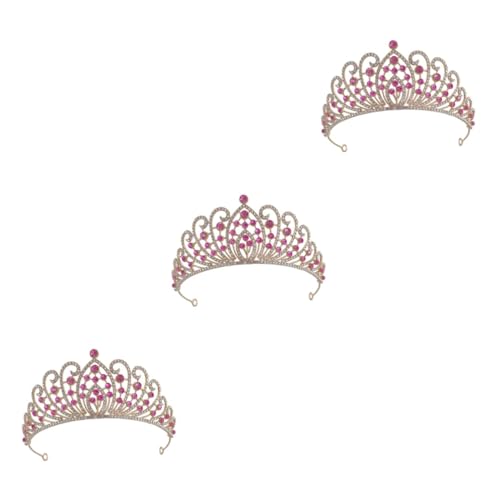 VICASKY 3 Stück Brautkrone Barock Stil mit Strasssteinen Hochzeits Tiara Haarschmuck Goldrote Legierte Metallkrone für Damen Fest Sitzendes Accessoire für Hochzeit Party und Festliche von VICASKY