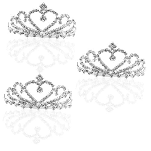 VICASKY 3 Stück Brautkrone Stirnband mit Funkelnden Strasssteinen Silberne Tiara mit Kamm für Hochzeit Verlobung Abschlussball und Festliche Anlässe von VICASKY