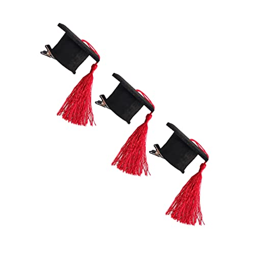 VICASKY 3stücke Mini Doktorhut Haarnadeln Rot Lustige Quaste Haarspangen Für Abschlussfeiern Und Partys Für Erwachsene Und Junge Mädchen Hochwertige Dekoration Für Graduierungs-events von VICASKY