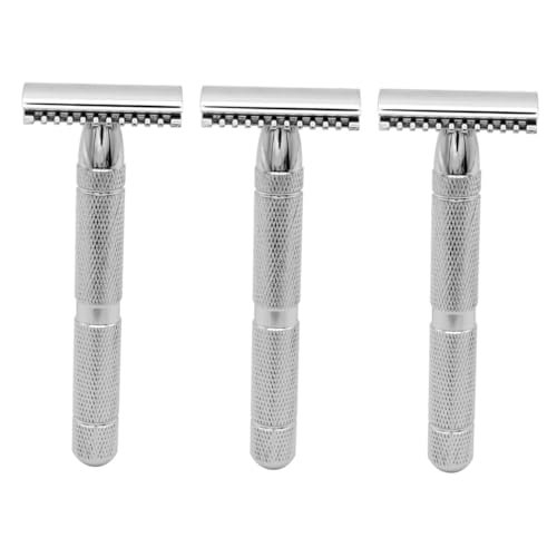 VICASKY 3 Stück Doppelrasierer Rasierapparat Rasieren Doppelt Rasur Gesicht Männer Silver von VICASKY
