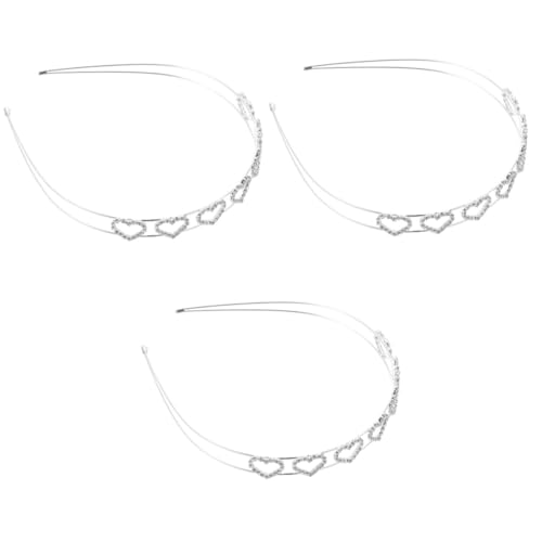 VICASKY 3 Stück Doppeltes Herz Haarreif mit Strasssteinen Leichtes Metall Stirnband für Teenager Modisches Komfortables Party und Hochzeits Accessoire Funkelndes Design für Besondere von VICASKY