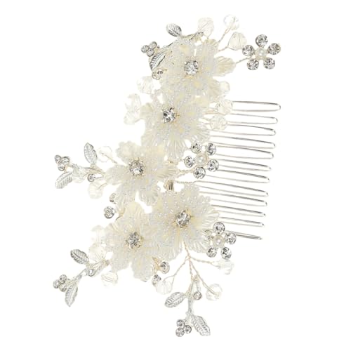 VICASKY 3 Stück Eleganter Braut Haarkamm mit Weißen Blumen und Perlen Dekorativer Seitenkamm für Hochzeit und Besondere Anlässe Goldfarbener Hochzeitskopfschmuck für Frauen und Bräute von VICASKY