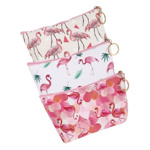 VICASKY 3 Stück Flamingo Make up Wasserabweisend Reise kosmetiktaschen mit Reißverschluss Vielseitig Nutzbar für Damen Organizer und Kulturbeutel von VICASKY