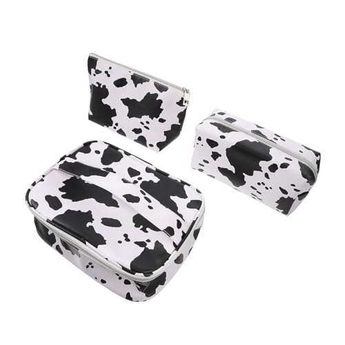 VICASKY 3 Stück Große Teiliges Reise Kosmetiktasche mit Kuhmuster Geräumiger Kulturbeutel Damen Praktischer Schminktasche für Make Up und Toilettenartikel Handlich und Stilvoll von VICASKY
