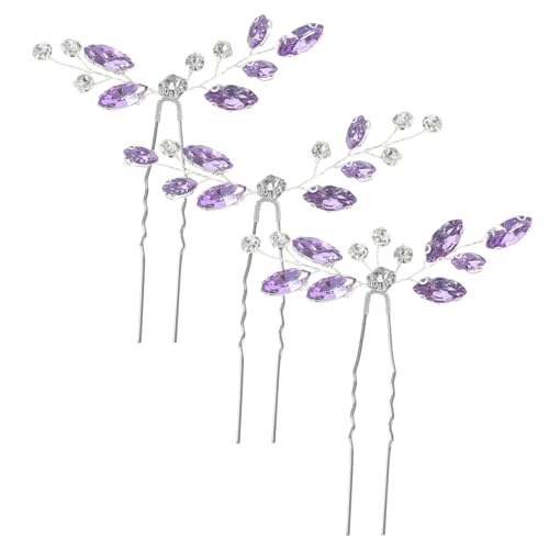 VICASKY 3 Stück Haarschmuck-Set für die Braut Bräute Mädchen kleine Haarspangen aus Strass Haarstyling-Stifte Abschlussball Haarspangen Haargabel Haarnadel für Frauen Zinklegierung Violett von VICASKY