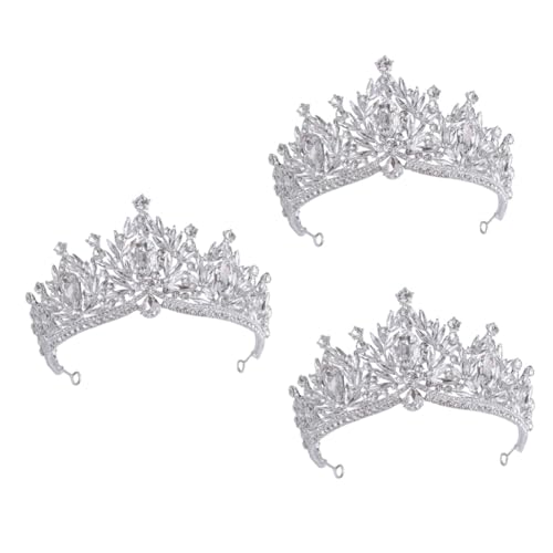 VICASKY 3 Stück Hochwertige Brautkrone Silber mit Funkelnden Strasssteinen Leichtes Diadem Haaraccessoire für Frauen für Hochzeit Verlobung Geburtstag und Festliche Anlässe von VICASKY