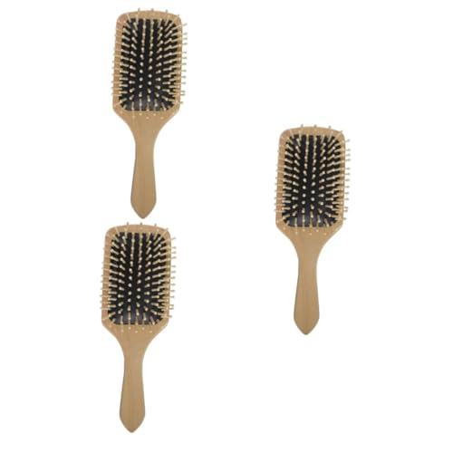 VICASKY 3 Stück Holzkamm Kopfhaut Massagebürste mit Luftkissensystem Große Paddelbürste für Haartypen Damen Herren Natürliche Holzborsten Fördert Durchblutung und Gesundes Haar von VICASKY
