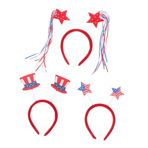 VICASKY 3 Stück Independence Day Party Haarreifen Damen Sternenmuster Patriotische Kopfbedeckung Langlebig und Modisch für Feierlichkeiten und Familienfeste von VICASKY