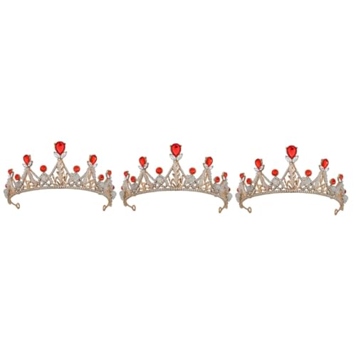 VICASKY 3 Stück Kindergeburtstagskrone Mädchen Rot Glitzerndes Tiara Stirnband Leichtes Sicheres Zinklegierungs Haarschmuck Für Unvergessliche Partyfotos von VICASKY