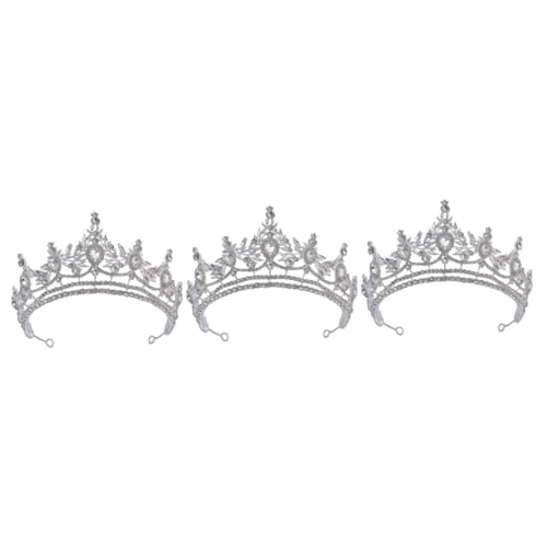 VICASKY 3 Stück Kleine Braut Tiara Silberfarbene Strasskrone für Hochzeit Damen Vintage Haarschmuck Verarbeitung Langlebig und Bequem als Festliche Kopfbedeckung von VICASKY