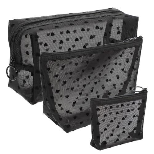 VICASKY 3 Stück Kosmetiktasche Damen Teiliges Netz Etuis Transparent Leicht mit Reißverschluss Großer Kapazität für Make Up und Hautpflege Reise Kulturbeutel Handlich Robust von VICASKY