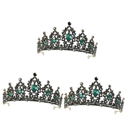 VICASKY 3 Stück Luxuriöse Grüne Brautkrone mit Funkelnden Strasssteinen Einzigartiger Hochzeit Kopfschmuck Tiara Diadem für Damen Festliche Haarschmuck für Fotoshootings und Partys von VICASKY