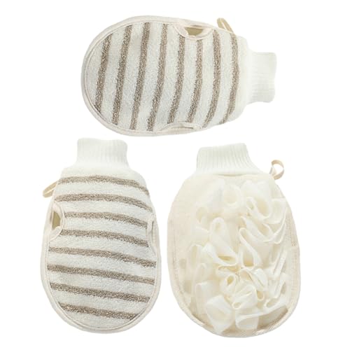 VICASKY 3 Stück Peeling Duschhandschuhe Körperpeeling Schrubber Sanfte Exfoliating Handschuhe für Damen für Dusche und Bad Hautpeeling Handschuh für Glatte Haut von VICASKY