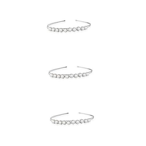 VICASKY 3 Stück Perlen Haarreif Braut Tiara mit Strass Blumen Hochzeits Haarschmuck Damen Schmuck für Festliche Anlässe und Partys von VICASKY