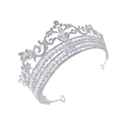 VICASKY 3 Stück Perlenbesetzte Tiara Hochzeit Krone für Damen und Braut Leichtes Haarschmuck Accessoire mit Strassbesetztem Design Langlebig und Komfortabel für Festliche Anlässe von VICASKY