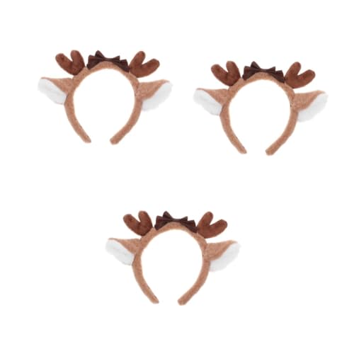 VICASKY 3 Stück Plüsch Hirschohren Haarreif Dekoratives Stirnband Vielseitig Einsetzbar für Cosplay Geburtstag Party Make Up Waschgesicht Zubehör von VICASKY