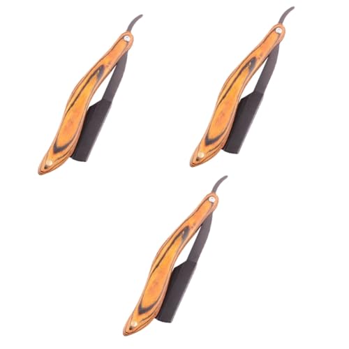 VICASKY 3 Stück Rasierer Rasierapparat Männer Gesicht Einzelklinge Rasieren Rasiermesser Mit Holzgriff Faltener Rasiermesser Holzgriff Rasiermesser Friseur Rasiermesser Rostfreier Stahl von VICASKY