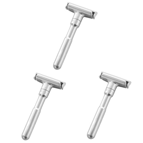 VICASKY 3 Stück Rasiererhalter Sicherheitsrasierer für Männer seidig doppelt zweischneidige rasierer für männer Rasierapparat einstellbare Rasiermaschine Silver von VICASKY