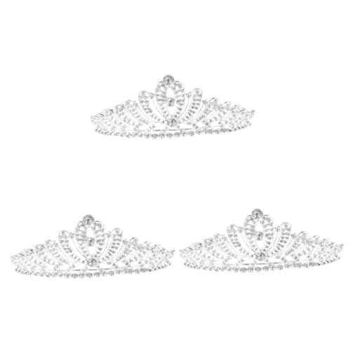 VICASKY 3 Stück Rhinestone Krone Damen Silber Hochzeit Braut Tiara Strass Kristallkrone Festliche Kopfdeko für Geburtstag Party Bühne Prom von VICASKY