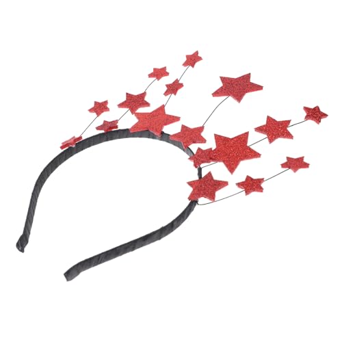 VICASKY 3 Stück Rotes Stern Stirnband Damen Glitzer Kopfschmuck Party Haarreif Geburtstagsfeier Foto Requisite Fasching Karneval Zubehör von VICASKY
