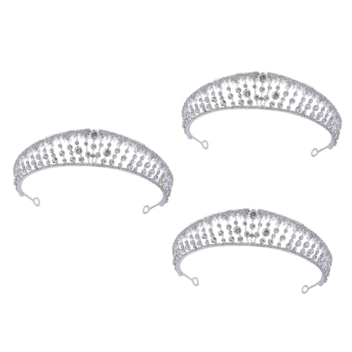 VICASKY 3 Stück Silberne und Tiara Haarschmuck für Braut und Party Damen Mädchen Funkelnde Hochzeit Stirnband Kopfschmuck Bequemes Design für Geburtstagsfeiern Abschlussball Kommunion und von VICASKY