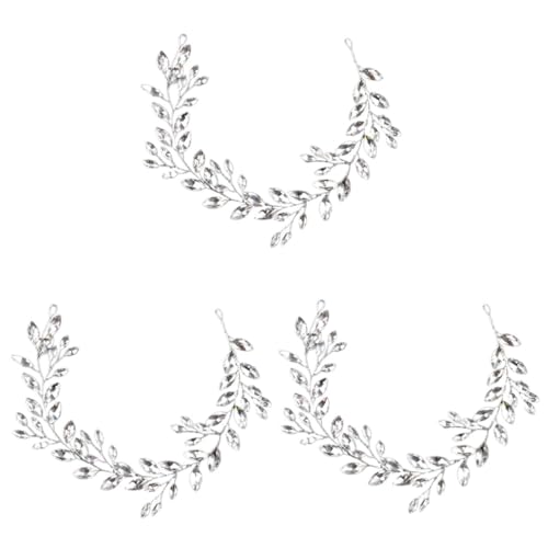 VICASKY 3 Stück Silbernes Braut Haarband mit Strasssteinen Eleganter Haarschmuck für Hochzeit Abschlussball und Festliche Anlässe Verstellbares Stirnband für Damen und Teenager von VICASKY