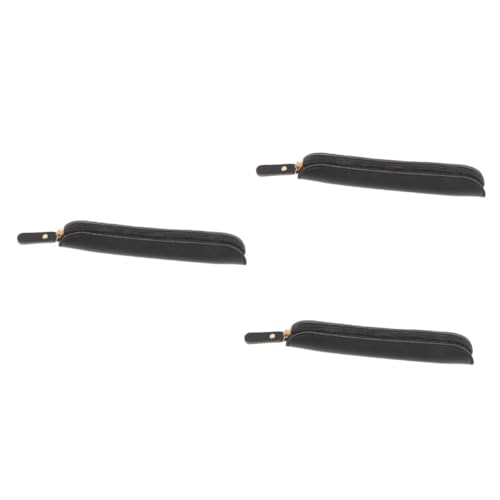 VICASKY 3 Stück Stiftaufbewahrungstasche aus PU Tragbare und Langlebige Stifttasche für Kugelschreiber Füller und Bleistifte für Büro Schule Zuhause Schwarz von VICASKY