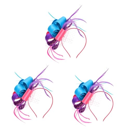 VICASKY 3 Stück Stirnband Damen Haarreif mit Mesh Haarschmuck Leichter Fascinator für Hochzeit Cocktailparty Teeparty und Festliche Anlässe Stilvoll und von VICASKY