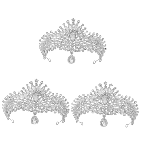 VICASKY 3 Stück Strass Tiara Krone für Damen Funkelnde Brautkrone mit Rhinestones Diadem für Hochzeit Party und Fotoshooting Silbernes Brautschmuck Accessoire Festliches Damen Haarschmuck von VICASKY