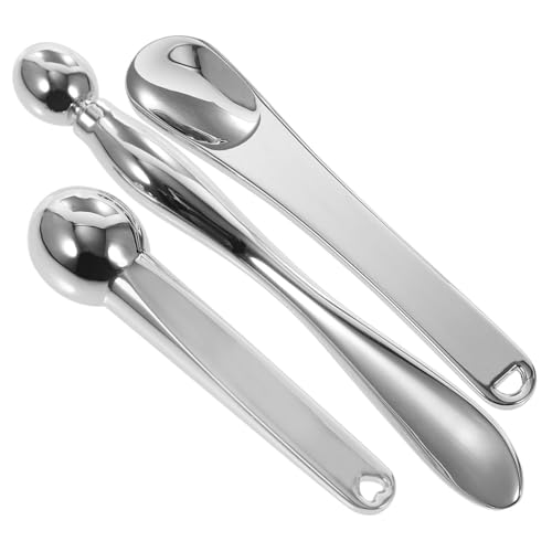 VICASKY 3 Stück Teiliges Augenmassage Löffel aus Zinklegierung Gesichtspflege Kosmetikspatel für Augencreme Fördert Absorption Augenringe und Schwellungen Kompakt und Zufällige Farbe von VICASKY