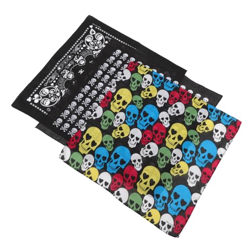 VICASKY 3 Stück Teiliges Bandana Vielseitiges Schwarzes Halstuch und Kopftuch für Herren Atmungsaktiv Leicht für Halloween Motorradfahren Sport und Freizeit Modisches Party Accessoire von VICASKY