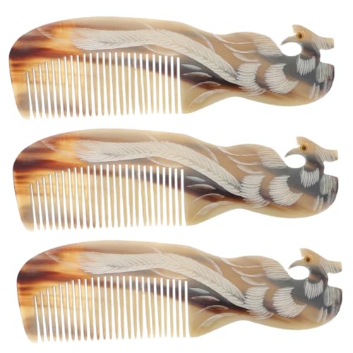 VICASKY 3 Stück Hornkamm Breitzinkiger Kamm für Nasses Haar Stylingkamm für und Männer für Reisen und Zuhause mit Kopfhautmassagefunktion von VICASKY
