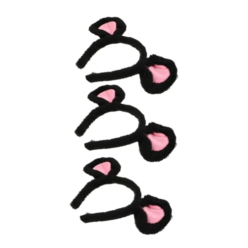 VICASKY 3 Stück Teiliges Plüsch Mäuseohren Haarreifen Elastisch Verstellbar Weicher Kopfschmuck für Cosplay Tierkostüm Party Karneval Bühnenauftritte von VICASKY