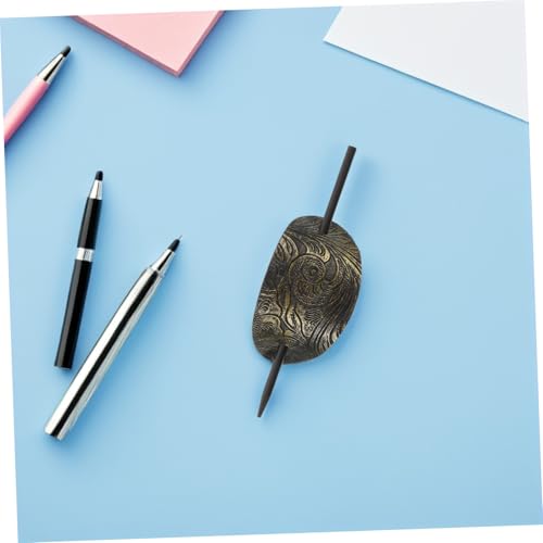 VICASKY 3 Stück Teiliges Retro Leder Haarstab Ovale Fake Leder Haarnadeln für Damen Bequeme Haarnadeln für Dutt und Chignon Modische Haarspangen in Schwarz und Blau Eleganter Haarschmuck von VICASKY