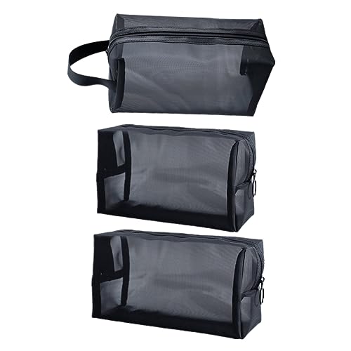 VICASKY 3 Stück Teiliges Set Tragbare Kosmetiktaschen Waschbeutel und Make Up Organizer für Reisen Leicht Langlebig Mesh Design für Kosmetik und Pflegeprodukte von VICASKY