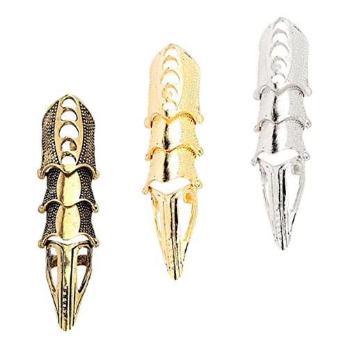 VICASKY 3 Stück Teiliges Set aus Metall Hohlraum Fingernagelspitzen Klauenringen für Cosplay für Halloween und Rollenspiele Antikbronze Antiksilber und Gold von VICASKY