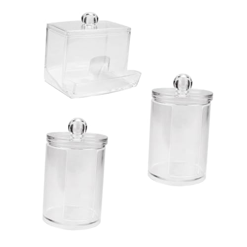 VICASKY 3 Stück Teiliges Transparente Aufbewahrungsbox für Wattestäbchen Praktischer Organizer für Kosmetik Floss und Kleine Gegenstände im Badezimmer oder Schminktisch von VICASKY