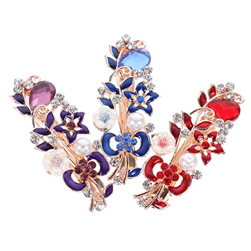 VICASKY 3 Stück Teiliges Weihnachts Haaraccessoire mit Perlen und Strass Haarklammern für Mädchen Rot Blau und für Hochzeiten und Besondere Anlässe von VICASKY