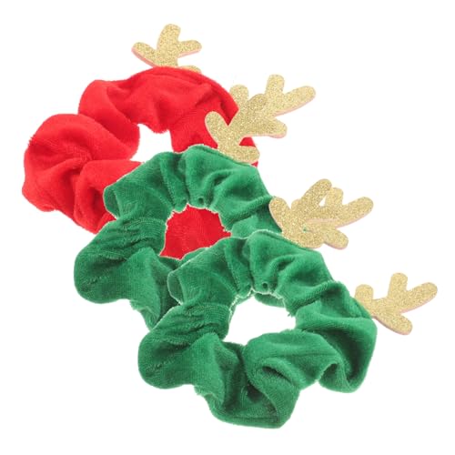 VICASKY 3 Stück Teiliges Weihnachts Haargummis mit Elchmotiv Weiche Haarringel aus Samt Bunte Ponytail Holder für Damen Dekorative Haaraccessoires für Alltag Party und Zufällige Farbe von VICASKY