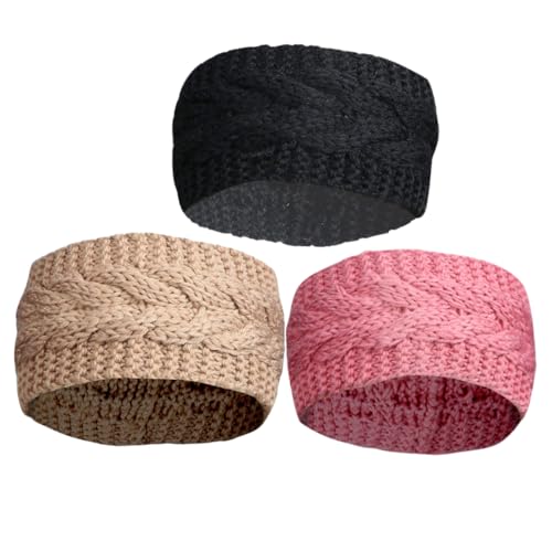 VICASKY 3 Stück Warme Pullovermütze Warmes Haarband Handgewebte Winter Stirnbänder Für Damen Stirnbänder Für Damen Winter Stirnband Gewebtes Haarband Stirnband Winter von VICASKY