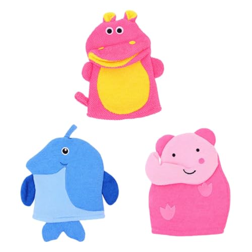 VICASKY 3 Stück Waschhandschuhe Weiche Peeling Handschuhe aus Hautfreundlichem Material Wiederverwendbar Cartoon für Sanfte Hautreinigung Beim Baden von Junge Mädchen und Kleinkindern von VICASKY