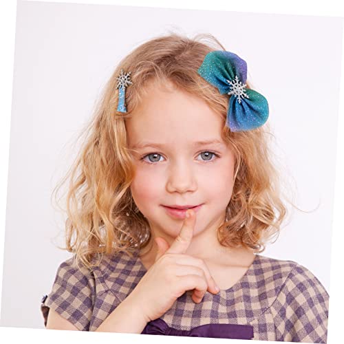 VICASKY 3 Stück Weihnachtliche Haarschmuck Teilig Schneeflocken Haarspangen mit Schleife Blaue Festliche Haarclips für Mädchen Weihnachten Zubehör von VICASKY