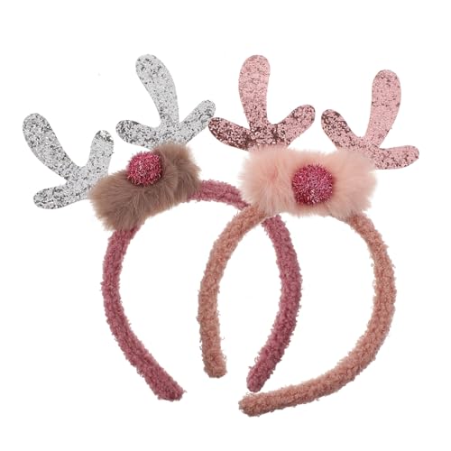 VICASKY 3 Stück Weihnachts Haarreif Teiliges Plüsch Rentier Geweih Haarschmuck Weich Leicht für Mädchengeschenk Karneval Party Festliche Kopfbedeckung von VICASKY