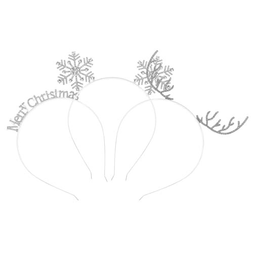 VICASKY 3 Stück Weihnachtsstirnband Teilig Antler Schneeflocke Buchstaben Funkelnde Haaraccessoires für Festliche Kopfbedeckung für Partys und Anlässe von VICASKY